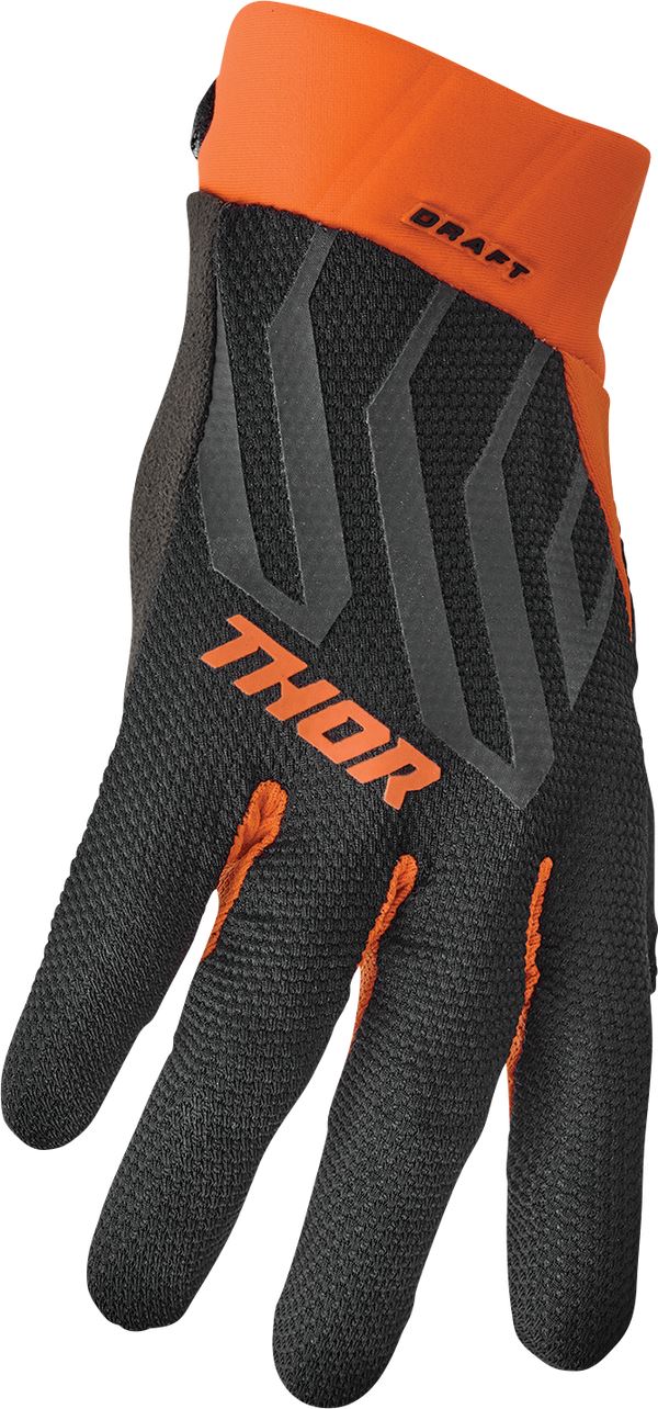 THOR Draft MX Motorcross Gloves Black/Orange 2023 Model