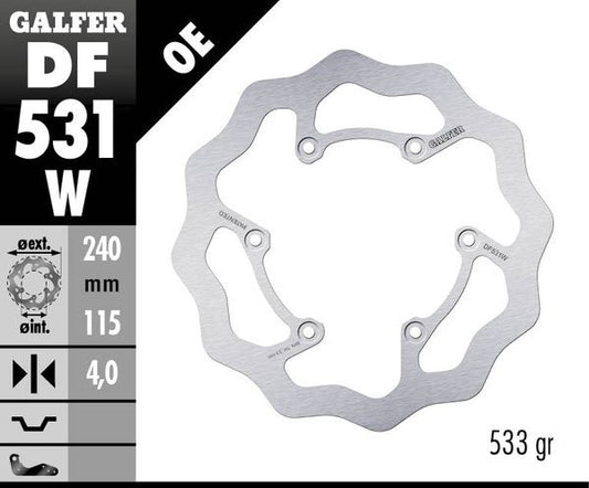 GALFER Brake Rotor Wave® One Piece (Fixed) DF531W