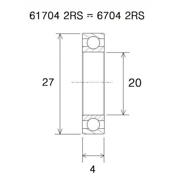 BLACK BEARING Bearing B5 20X27X4MM UB-6704-B5