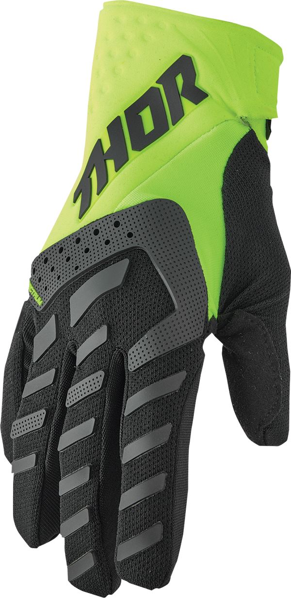 THOR Spectrum MX Motorcross Gloves Black/Green/Yellow 2023 Model