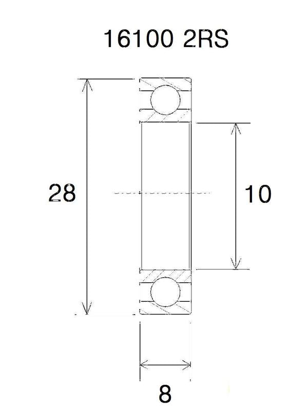 BLACK BEARING Bearing B5 10X28x 8MM UB-16100-B5