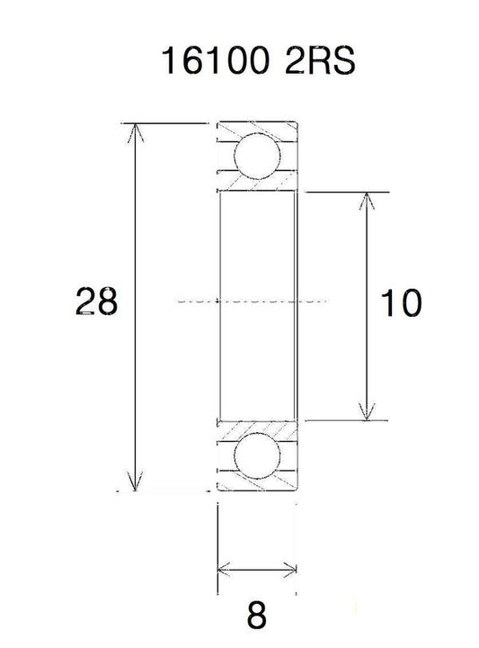 BLACK BEARING Bearing B5 10X28x 8MM UB-16100-B5