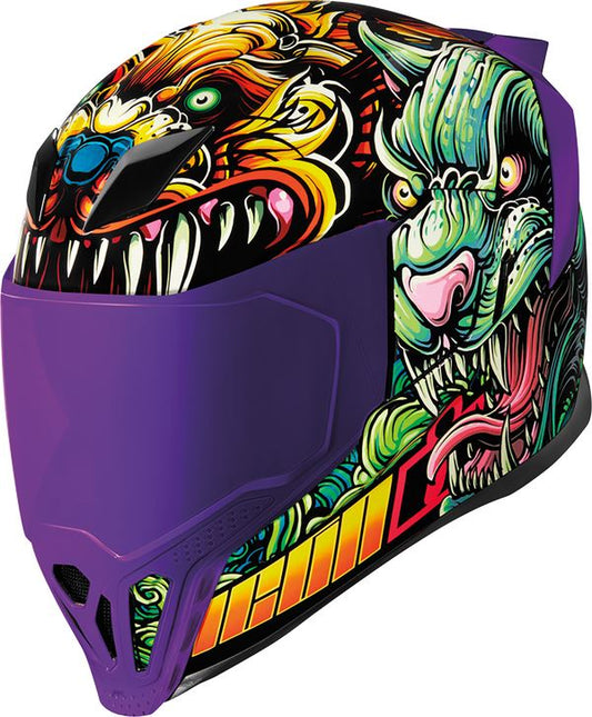 ICON Airflite™ Cat Scratch Fever Motorcycle Helmet Blue - 2023 Model