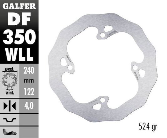 GALFER Brake Rotor Solid-Mount Wave® One Piece (Fixed) DF350WLL