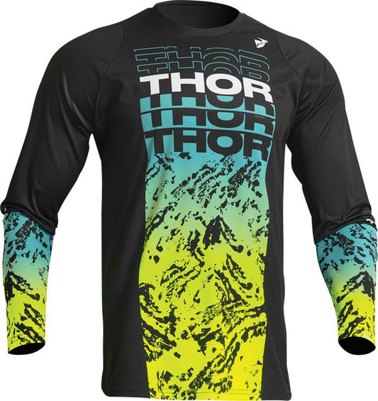 THOR Youth Sector Atlas MX Motorcross Jersey Black/Teal 2023 Model