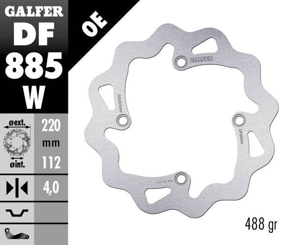 GALFER Brake Rotor Solid-Mount Wave® One Piece (Fixed) DF885W