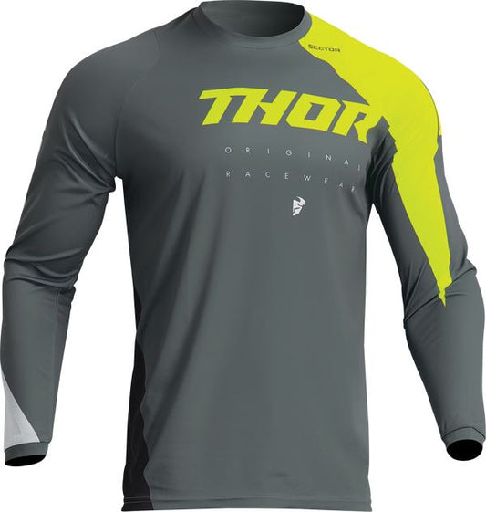 THOR Youth Sector Edge MX Motorcross Jersey Gray/Acid 2023 Model