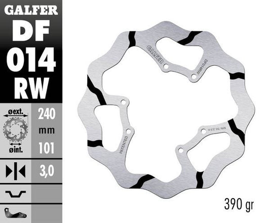 GALFER Brake Rotor Solid-Mount Wave® One Piece (Fixed) DF014RW
