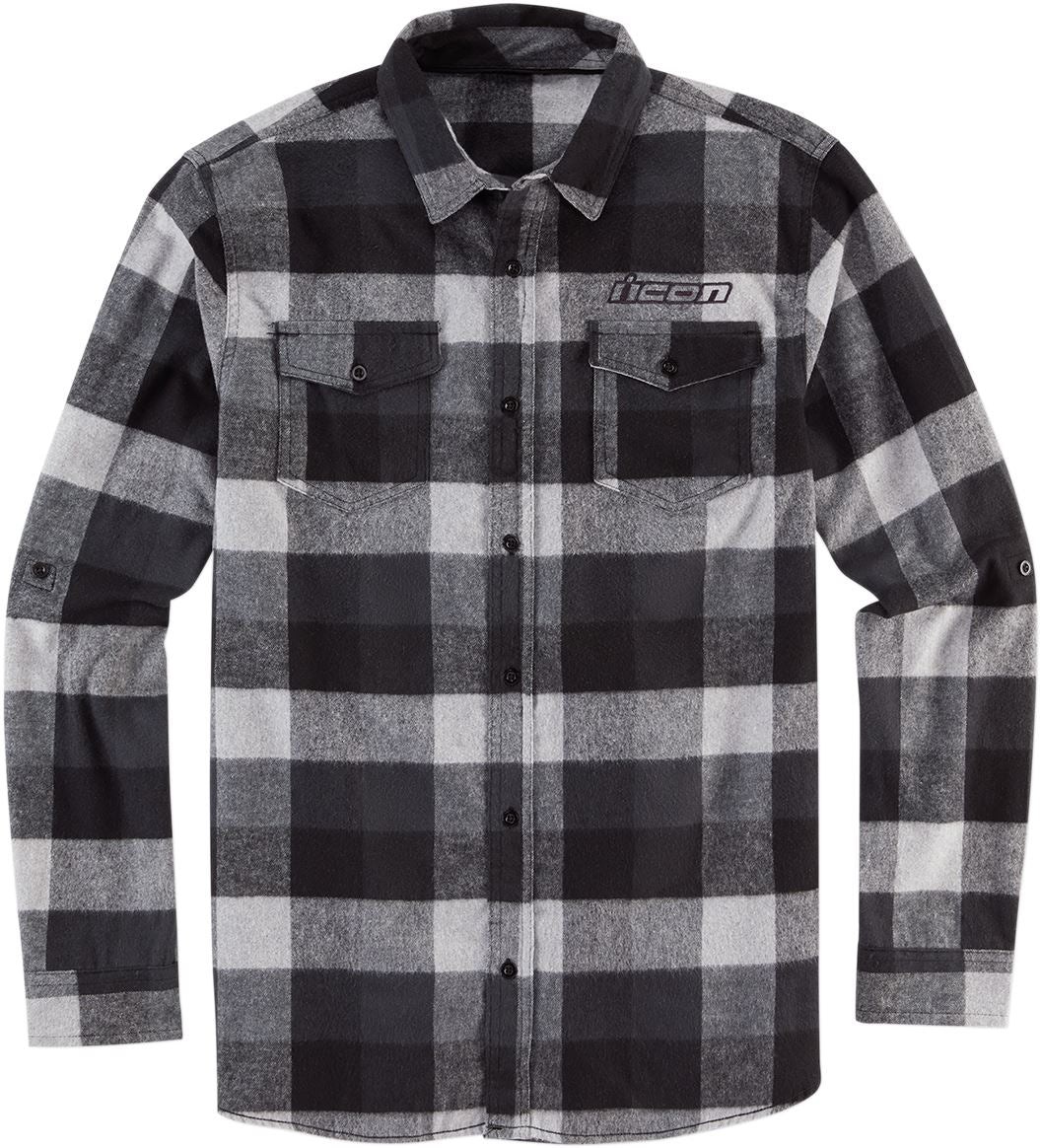 ICON Flannel Feller Motorcycle Shirt Black/Gray 2023 Model