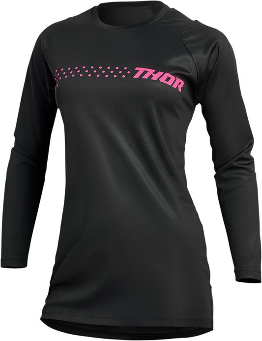 THOR Women's Sector Minimal MX Motorcross Jersey Black/Pink 2023 Model