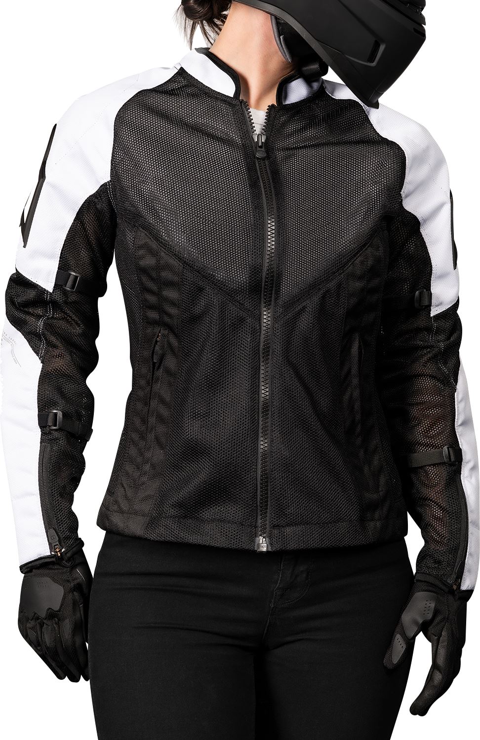 ICON Women's Mesh™ AF Motorcycle Jacket Black/White 2023 Model