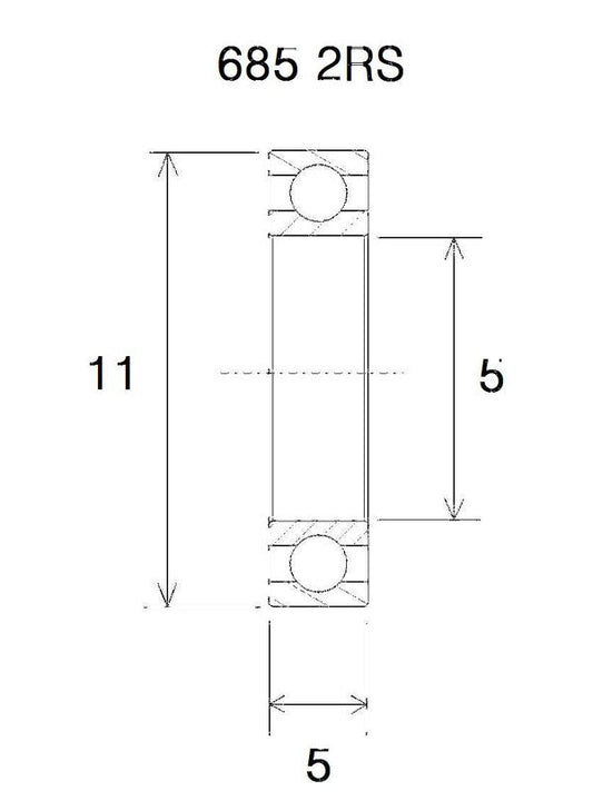 BLACK BEARING Bearing B5 5X11X5MM UB-685-B5