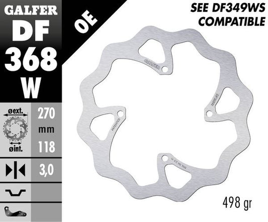 GALFER Brake Rotor Solid-Mount Wave® One Piece (Fixed) DF368W