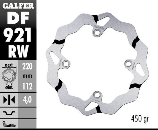 GALFER Brake Rotor Solid-Mount Wave® One Piece (Fixed) DF921RW