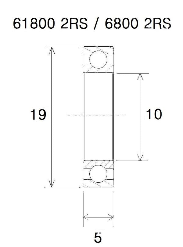 BLACK BEARING Bearing B5 10X19X5MM UB-6800-B5