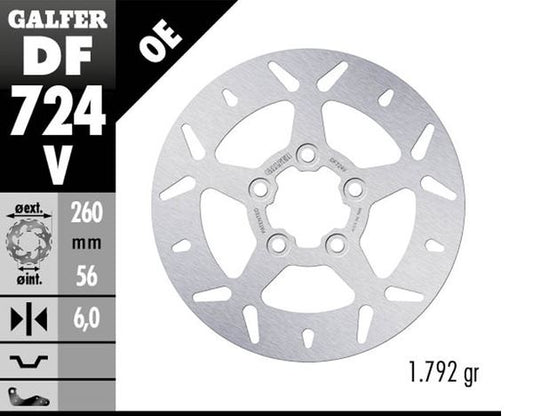 GALFER Brake Rotor Solid-Mount Round One Piece (Fixed) DF724V