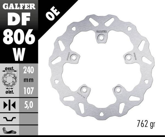 GALFER Brake Rotor Solid-Mount Wave® One Piece (Fixed) DF806W