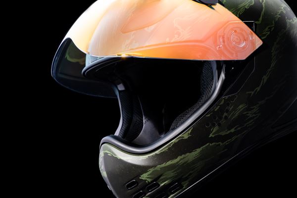 ICON Domain™ Tiger's Blood Motorcycle Helmet Green - 2023 Model