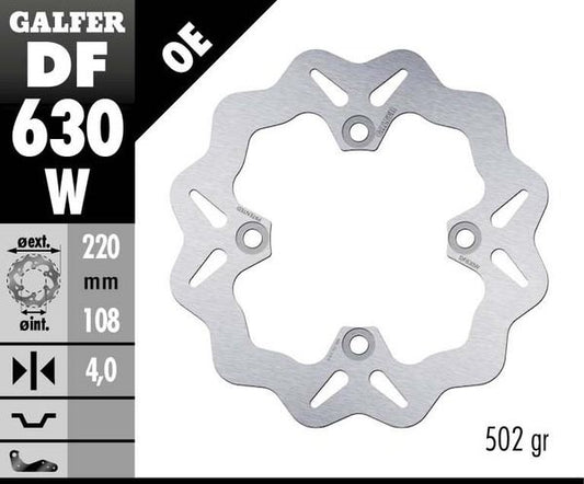 GALFER Brake Rotor Solid-Mount Wave® One Piece (Fixed) DF630W
