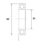 BLACK BEARING Bearing B3 31X43X7MM UB-31437-B3