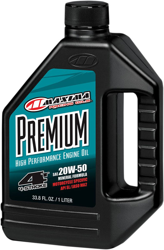 Maxima Engine Oil 4-Stroke 20w50 1 Litre 33.8 Fl. Oz. Amber