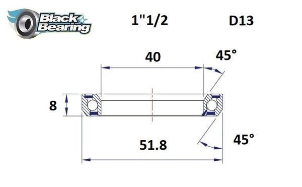 BLACK BEARING HB 40X51.8X8MM 45 /45 HB-D13