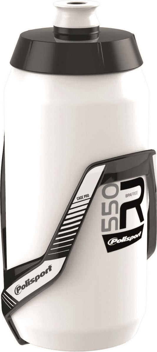 POLISPORT R550 Water Bottle + Bottle Cage WH