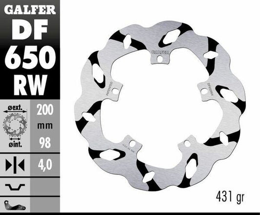 GALFER Brake Rotor Solid-Mount Wave® One Piece (Fixed) DF650RW