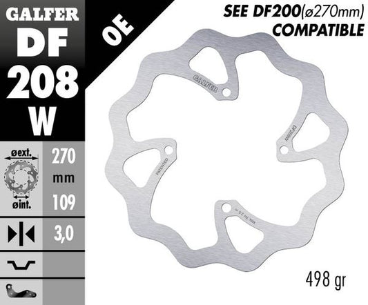 GALFER Brake Rotor Solid-Mount Wave® One Piece (Fixed) DF208W
