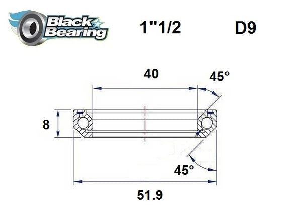 BLACK BEARING HB 40X51.9X8MM 45 /45 HB-D9