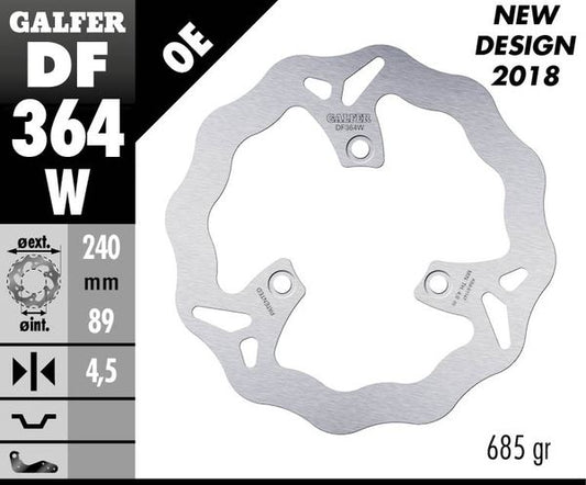 GALFER Brake Rotor Solid Wave® One Piece (Fixed) DF364W