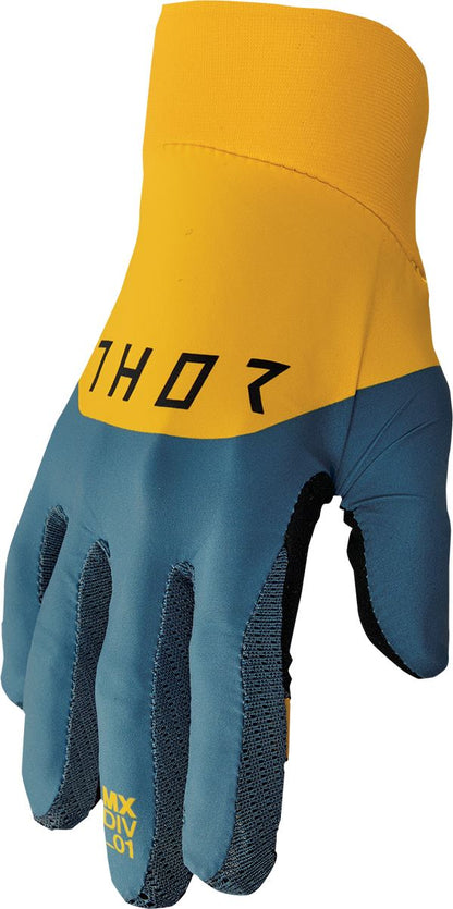 THOR Agile Rival MX Motorcross Gloves Yellow/Teal/Black 2023 Model