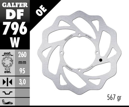 GALFER Brake Rotor Solid-Mount Wave® One Piece (Fixed) DF796W