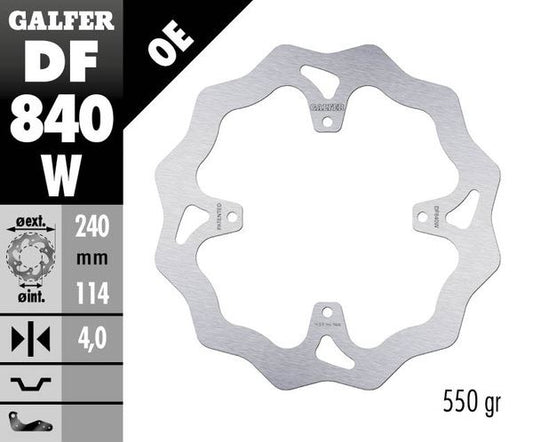 GALFER Brake Rotor Solid-Mount Wave® One Piece (Fixed) DF840W
