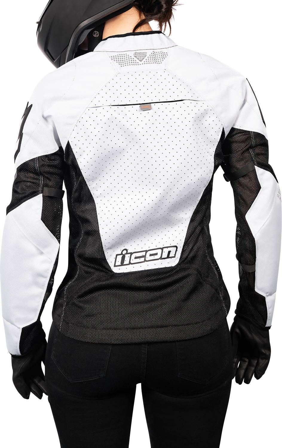 ICON Women's Mesh™ AF Motorcycle Jacket Black/White 2023 Model