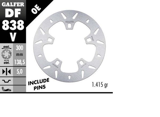 GALFER Brake Rotor Solid-Mount Round One Piece (Fixed) DF838V