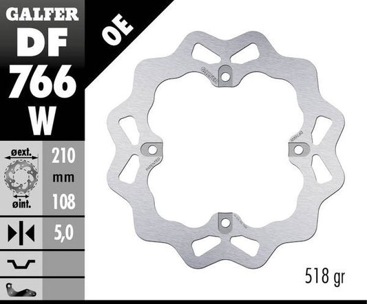 GALFER Brake Rotor Solid-Mount Wave® One Piece (Fixed) DF766W