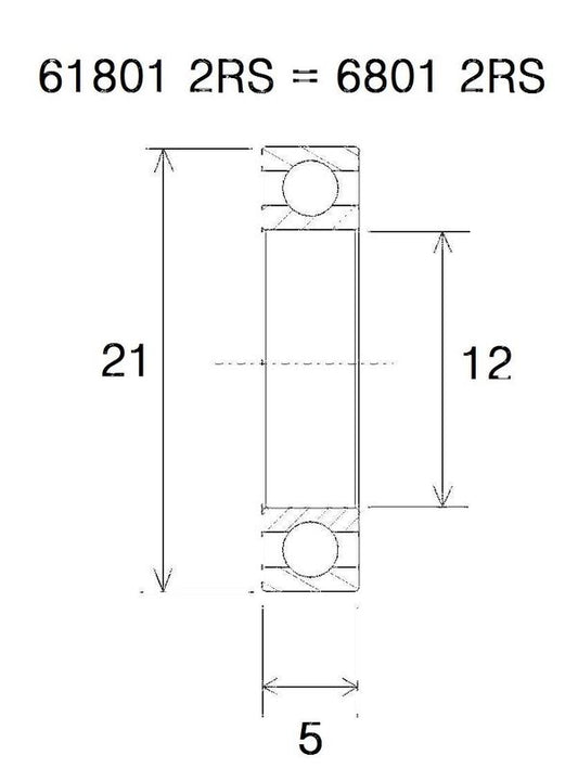 BLACK BEARING Bearing B5 12X21X5MM UB-6801-B5