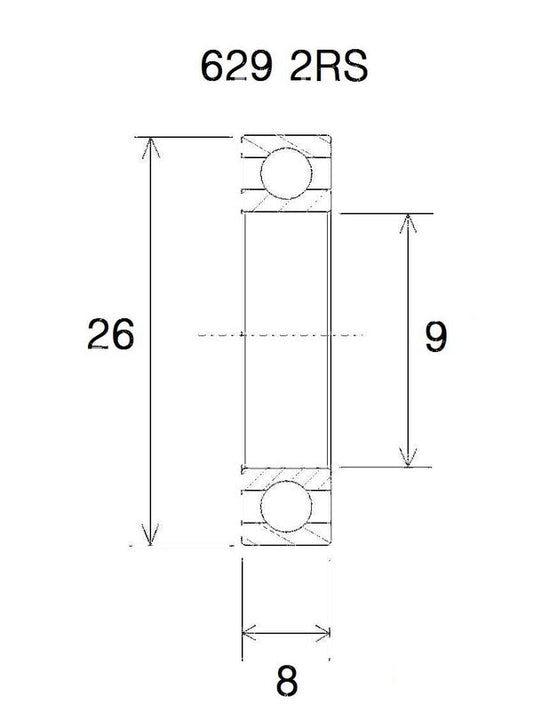 BLACK BEARING Bearing B5 9X26X8MM UB-629-B5