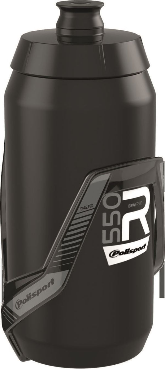POLISPORT R550 Water Bottle + Bottle Cage BK