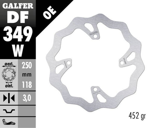 GALFER Brake Rotor Solid-Mount Wave® One Piece (Fixed) DF349W