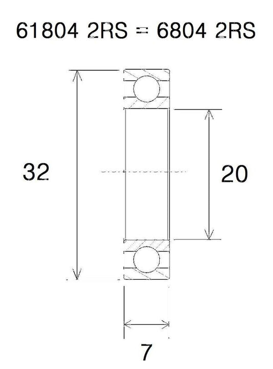 BLACK BEARING Bearing B5 20X32X7MM UB-6804-B5