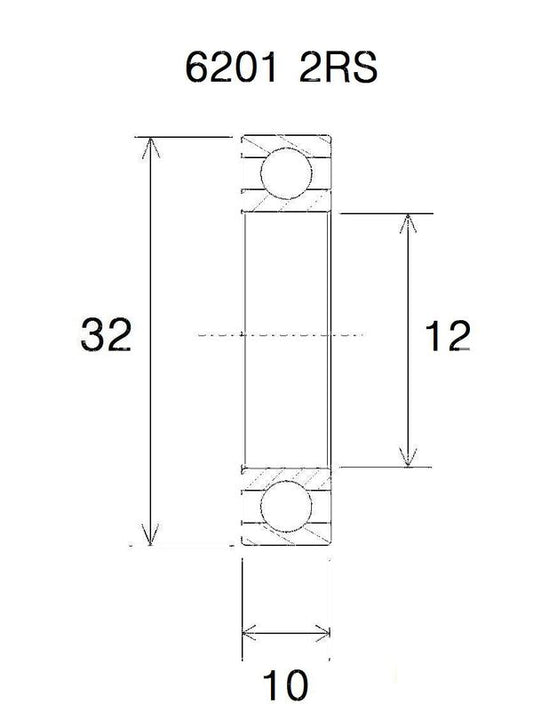 BLACK BEARING Bearing B5 12X32X10MM UB-6201-B5