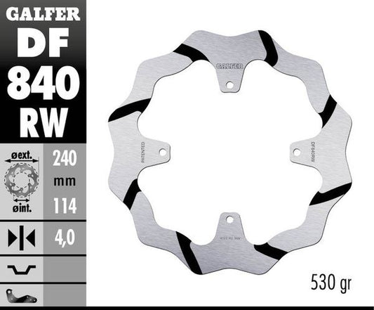 GALFER Brake Rotor Solid-Mount Wave® One Piece (Fixed) DF840RW