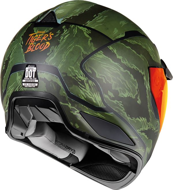 ICON Domain™ Tiger's Blood Motorcycle Helmet Green - 2023 Model