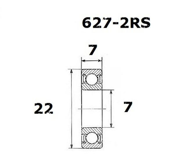 BLACK BEARING Bearing B5 7X22X7MM UB-627-B5