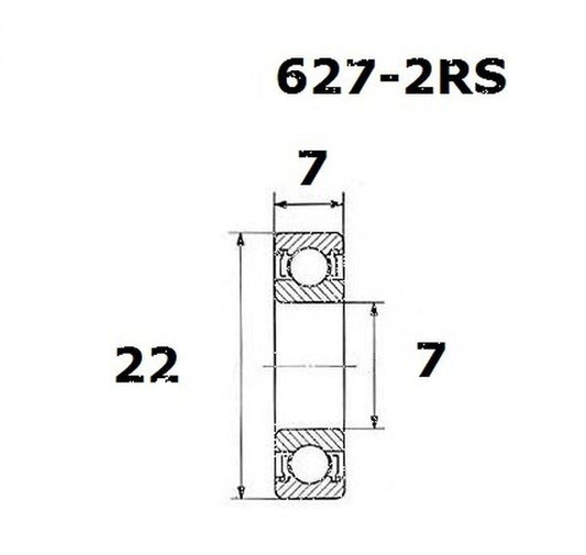 BLACK BEARING Bearing B5 7X22X7MM UB-627-B5