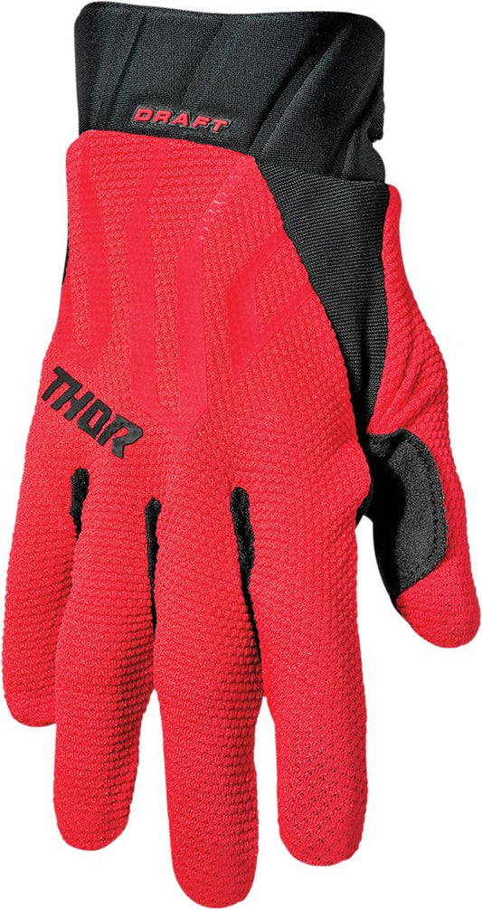 THOR Draft MX Motorcross Gloves Black/Red 2023 Model