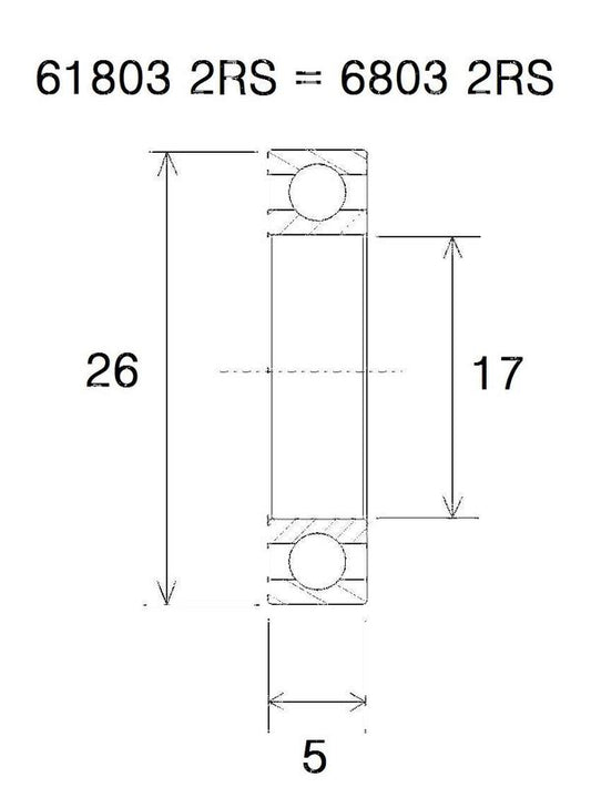 BLACK BEARING Bearing B5 17X26X5MM UB-6803-B5