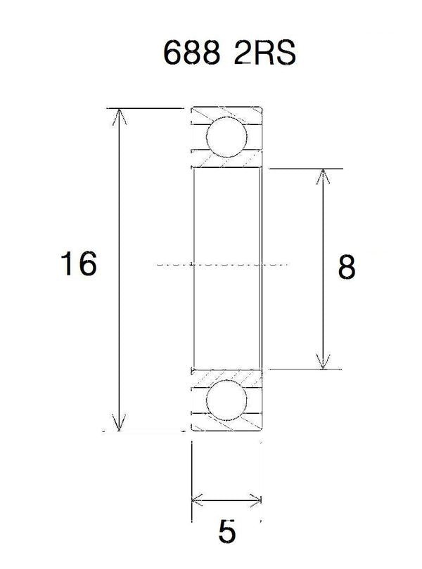 BLACK BEARING Bearing MAX 8X16X5/6.5MM UB-688E-MAX